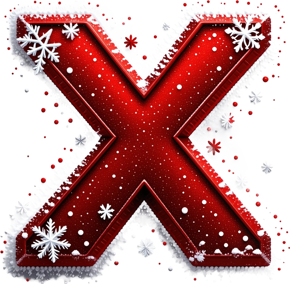 Festive Red X with Snowflakes